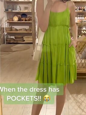 Rhea Lime Green Tiered Sundress with Spaghetti Straps